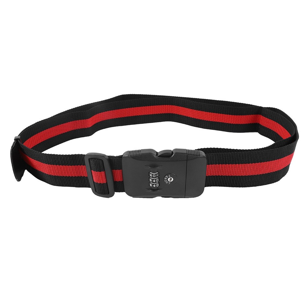Luggage Strap Cross Travel Suitcase Belt TSA Combination Lock Black Red