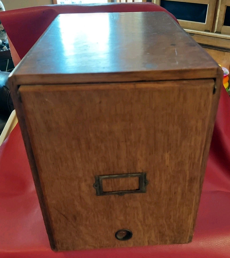 Wooden Slide 25 Tray File Box Storage Cabinet Case