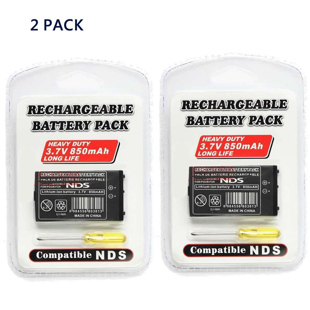 2X Rechargable 3.7V 850mAH Battery Pack for Nintendo Original DS NDS with tool
