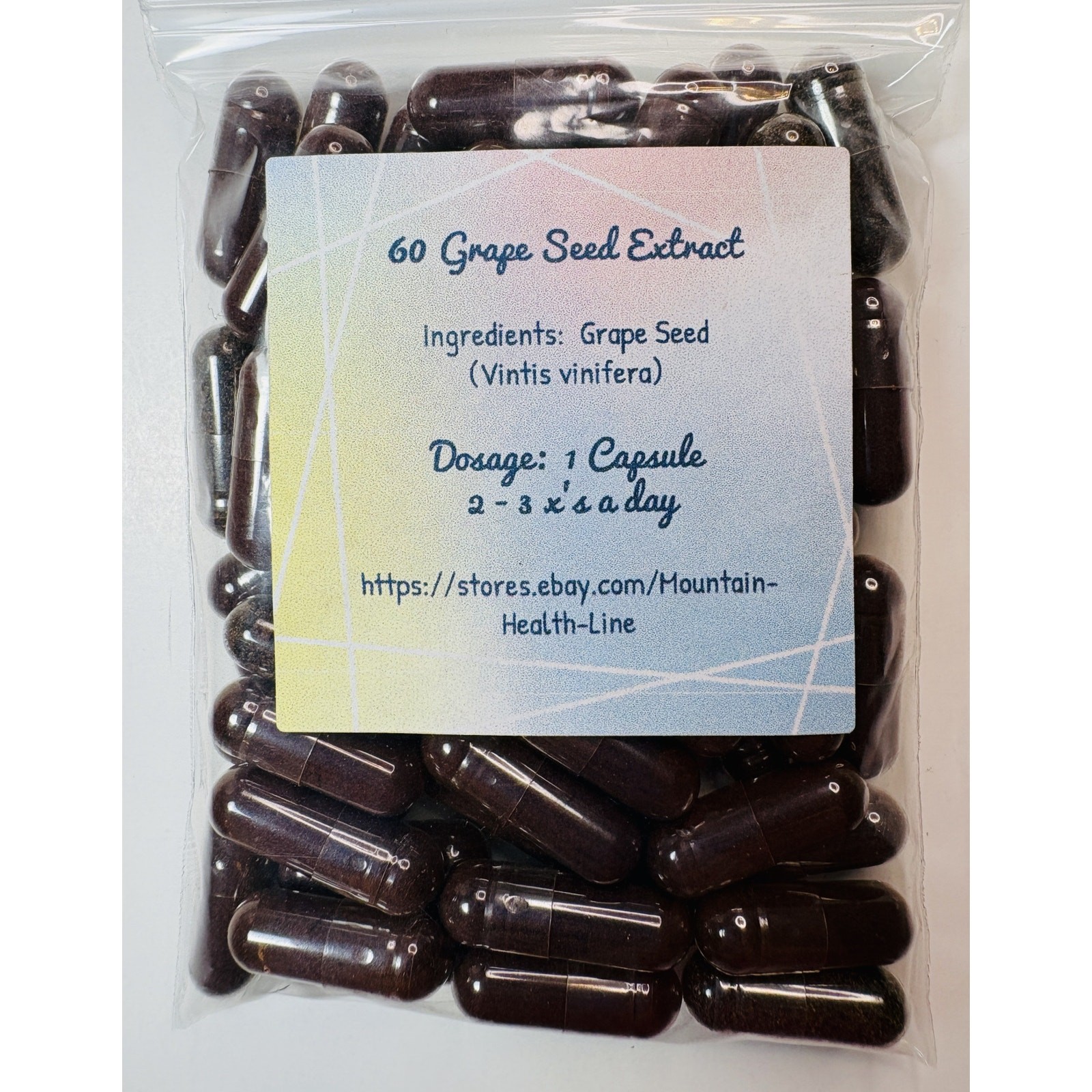 Grape Seed (Vitis vinifera) 500mg – 60 Count Handmade Capsules - vn