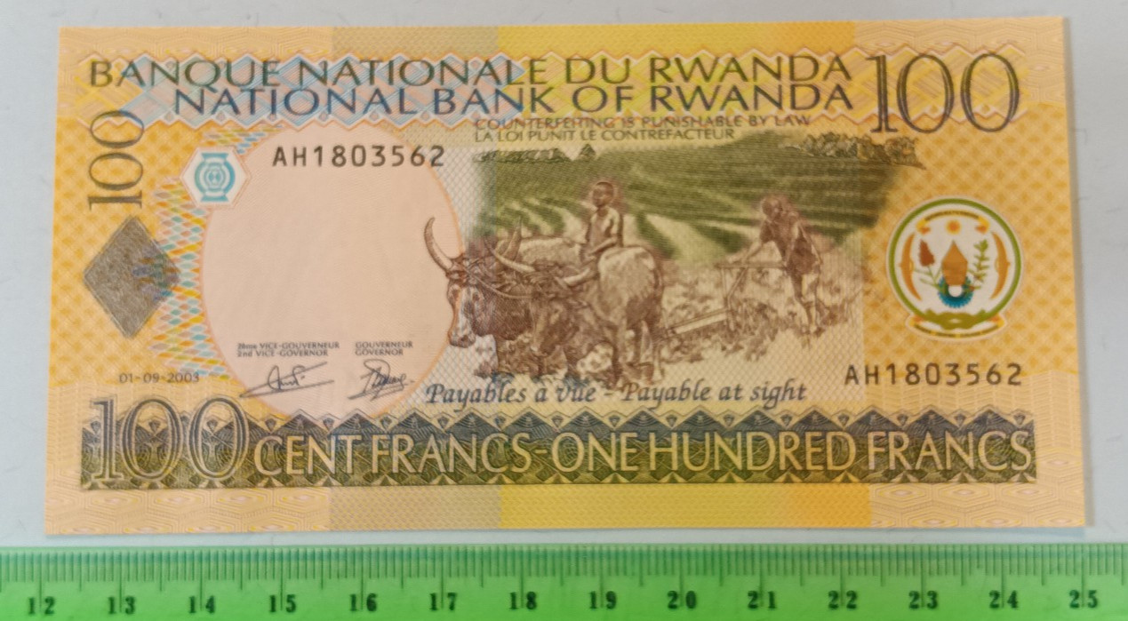 Rwanda 2003 - 100 Francs - UNC Plowing Oxen
