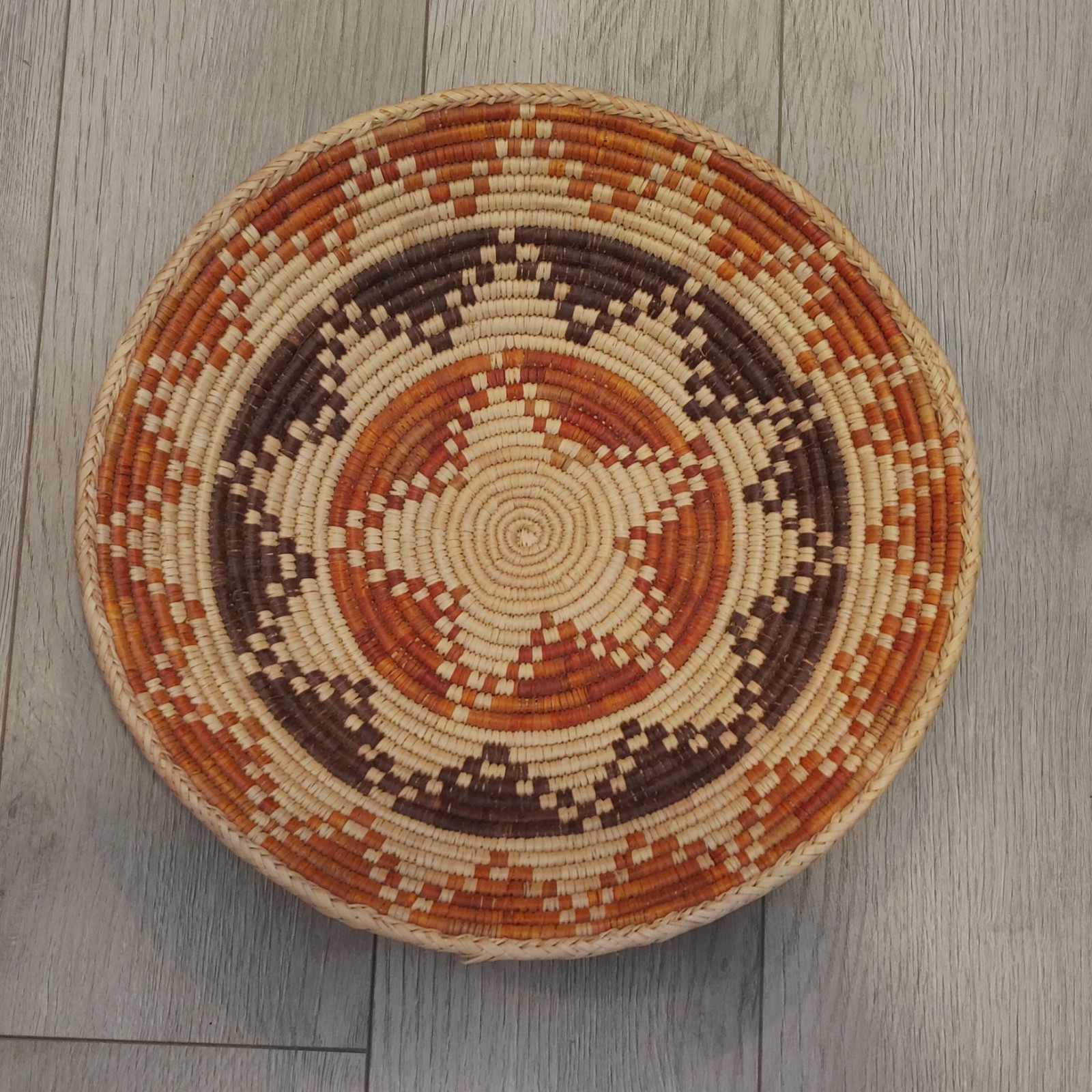 Hand Woven Basket Bowl Star Pattern 14.5"