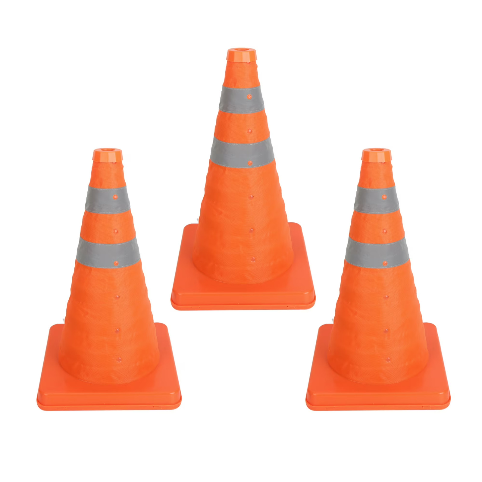 Collapsible Reflective Emergency Safety Cone, Traffic Cone, 3 Pack, Plastic