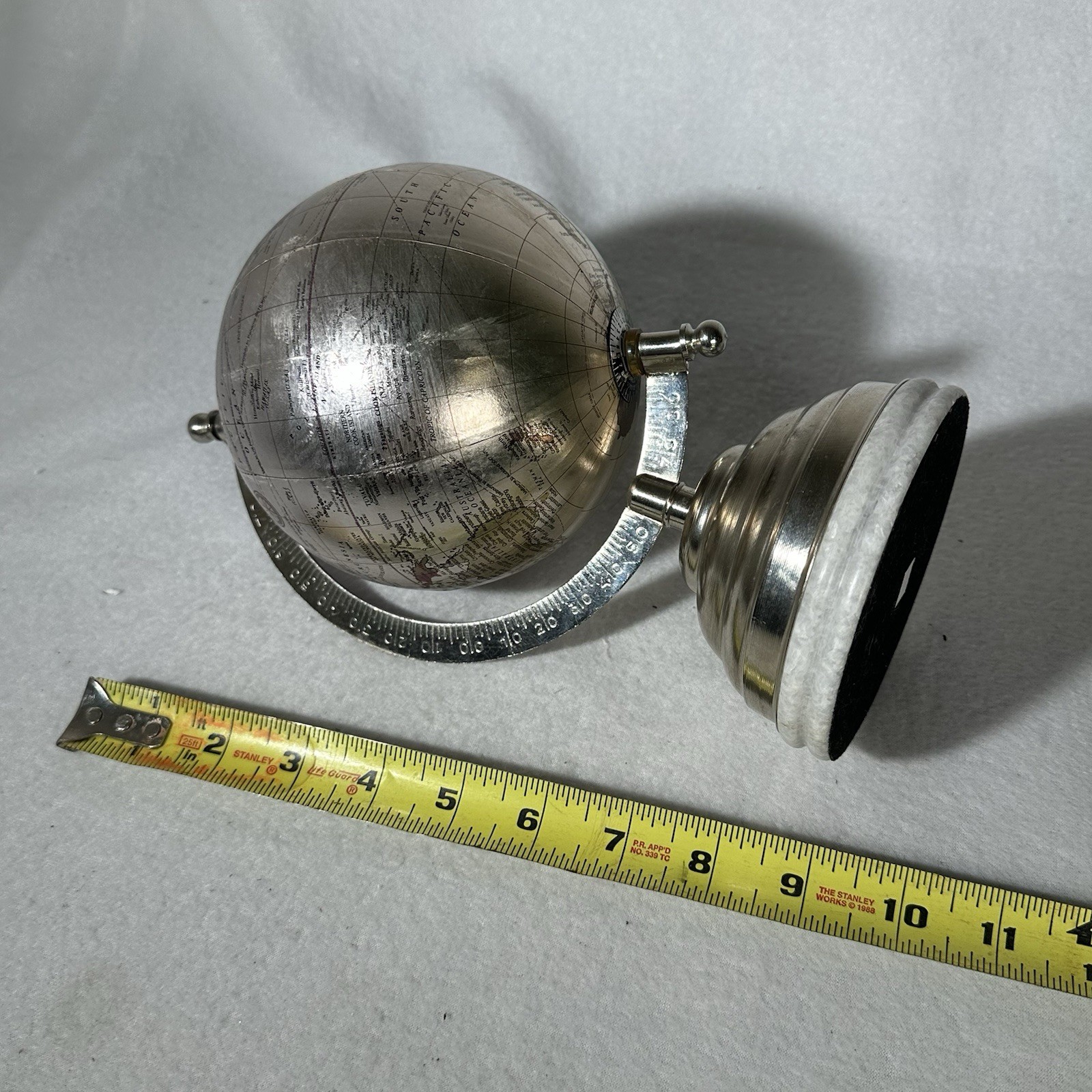 Globe On Axis with Base Silver & Purple Travel Decor