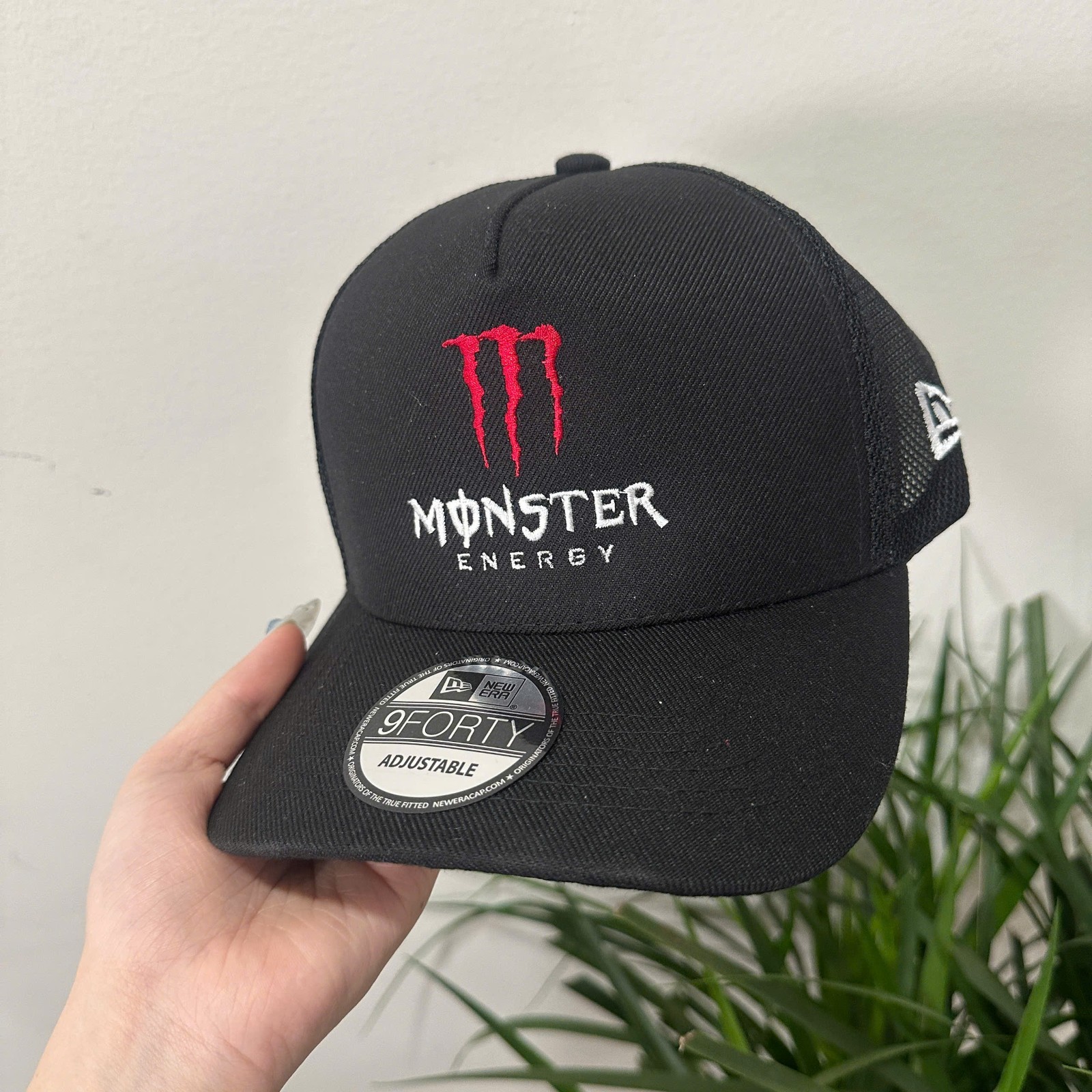 Monster Energy Hat Black Trucker Cap Red M Claw Logo Embroidered Adjustable
