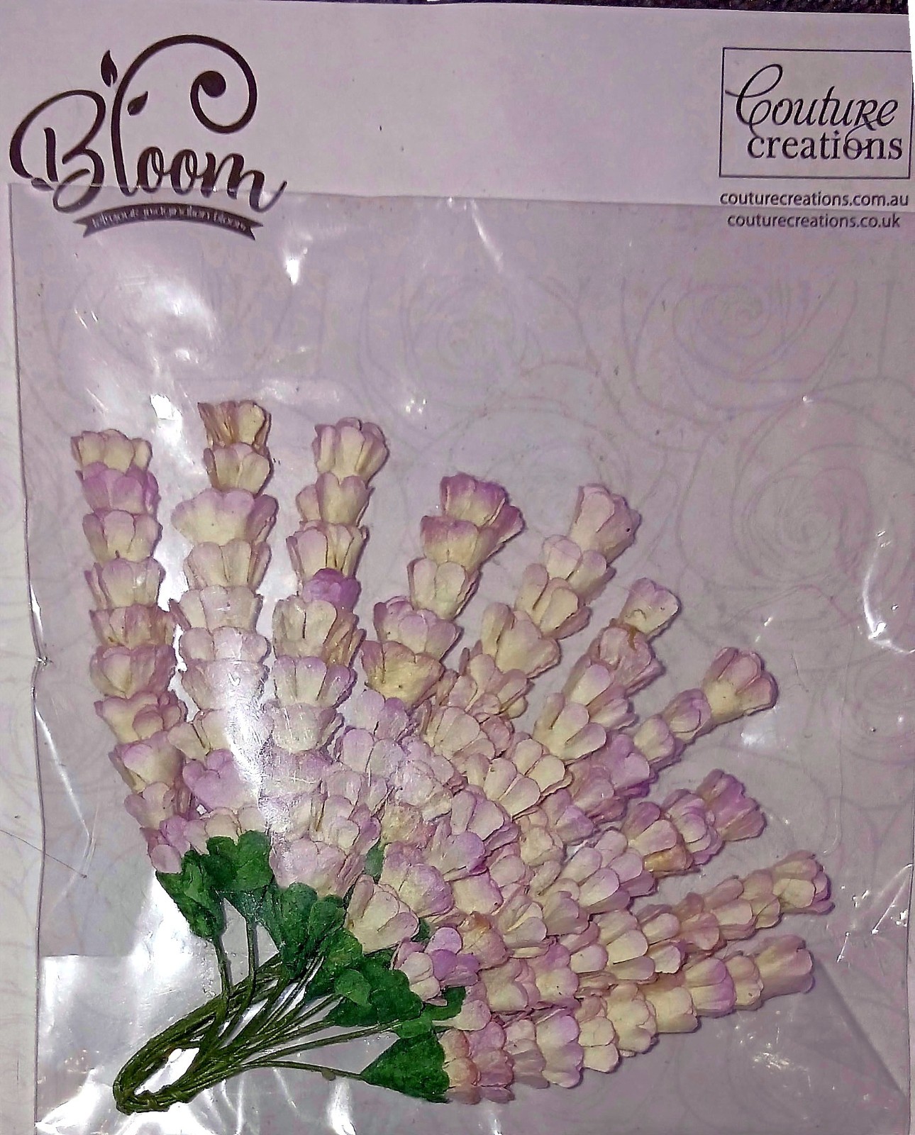 Couture Creations Lavender 2-Toned Lilac Mulberry Paper Flower Stems x2 Stems=20