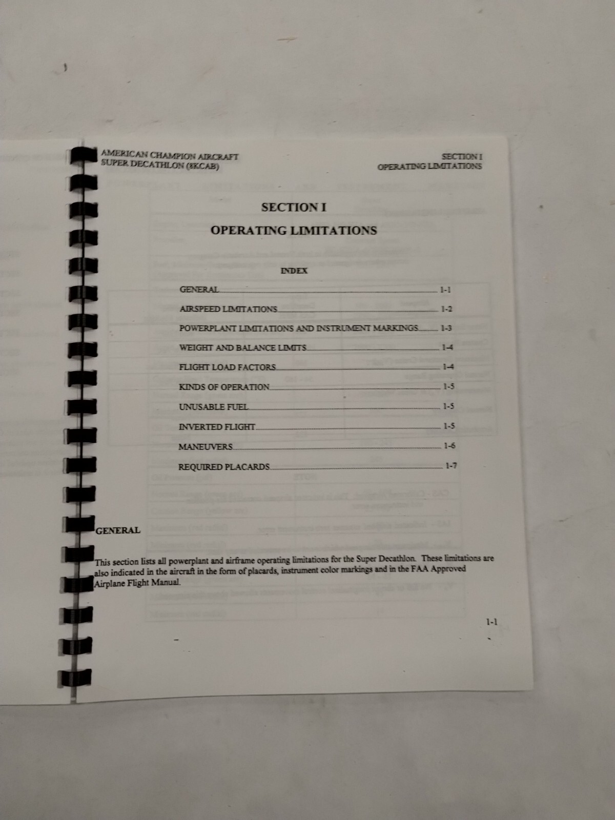 American Champion Super Decathlon 8KCAB Pilots Operating Manual-Copy