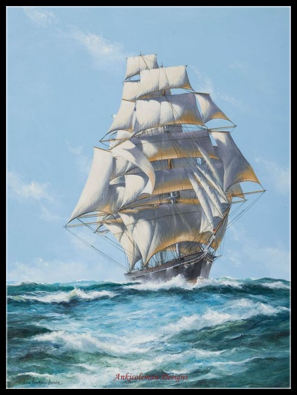 Sailing Ship 14 - Counted Cross Stitch Patterns - Color & BW Symbols