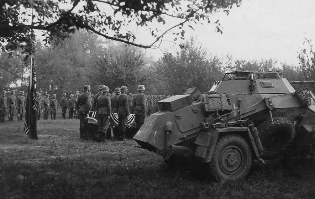 WW2 WWII Photo German Sd. Kfz. 222 Armored Car Wehrmacht Funeral   World War Two