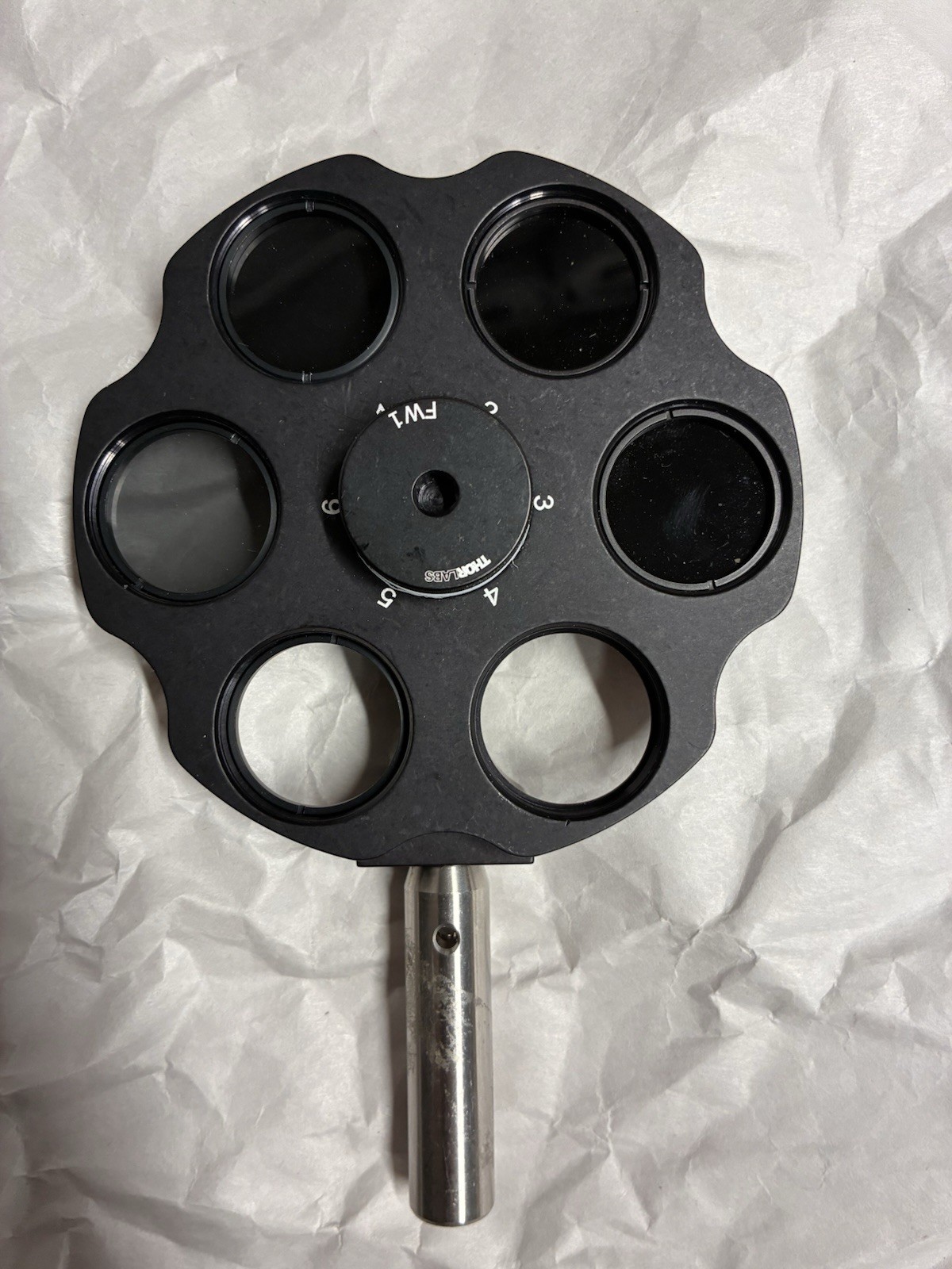 6 position Thorlabs FW1 Filter Wheel ( 4 filters)  w/ post