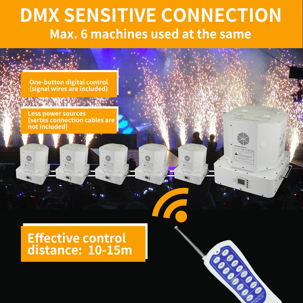 1300W Spin Cold Spark Machine Double Head Firework Fountain DMX Sparkler Machine