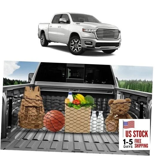 Truck Bed Cargo Net for Dodge Ram 1500 2019-2024 2025 2026, For Dodge Ram