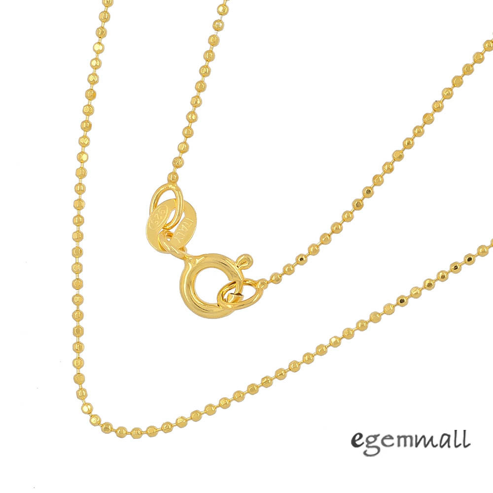 18" Gold Plated Italian Sterling Silver 1.0mm Ball Chain Necklace #99524