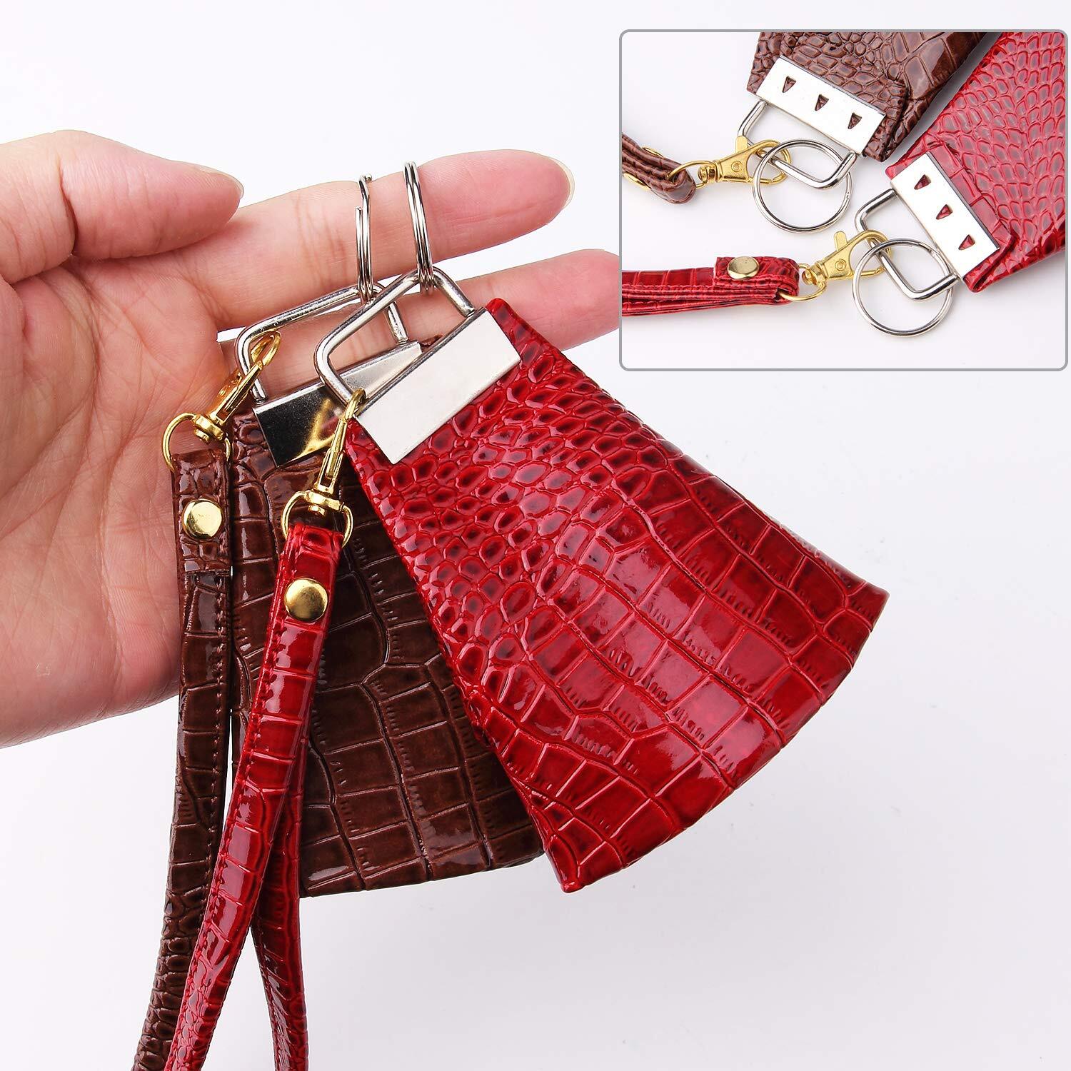 50 Sets Key Fob Hardware Keychain Wristlet with Split Ring, 0.8 Inch