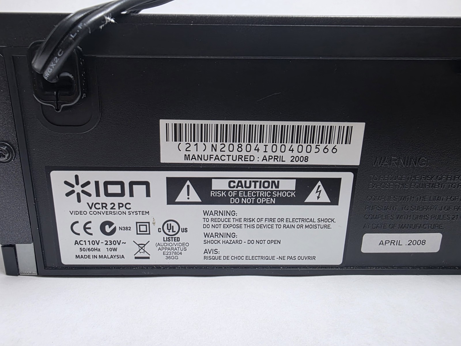 ION VCR 2 PC USB VHS Video to Computer Conversion System Digital Transfer Tested
