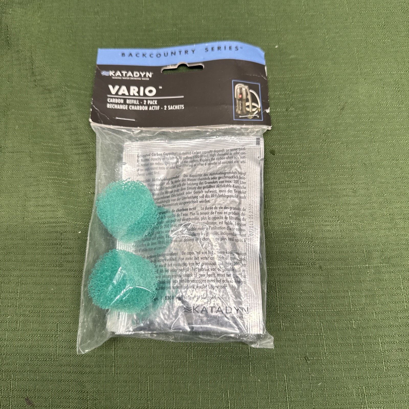 Katadyn Vario Carbon Refill - 2 Pack - Backcountry Series - 8015036 New #L1