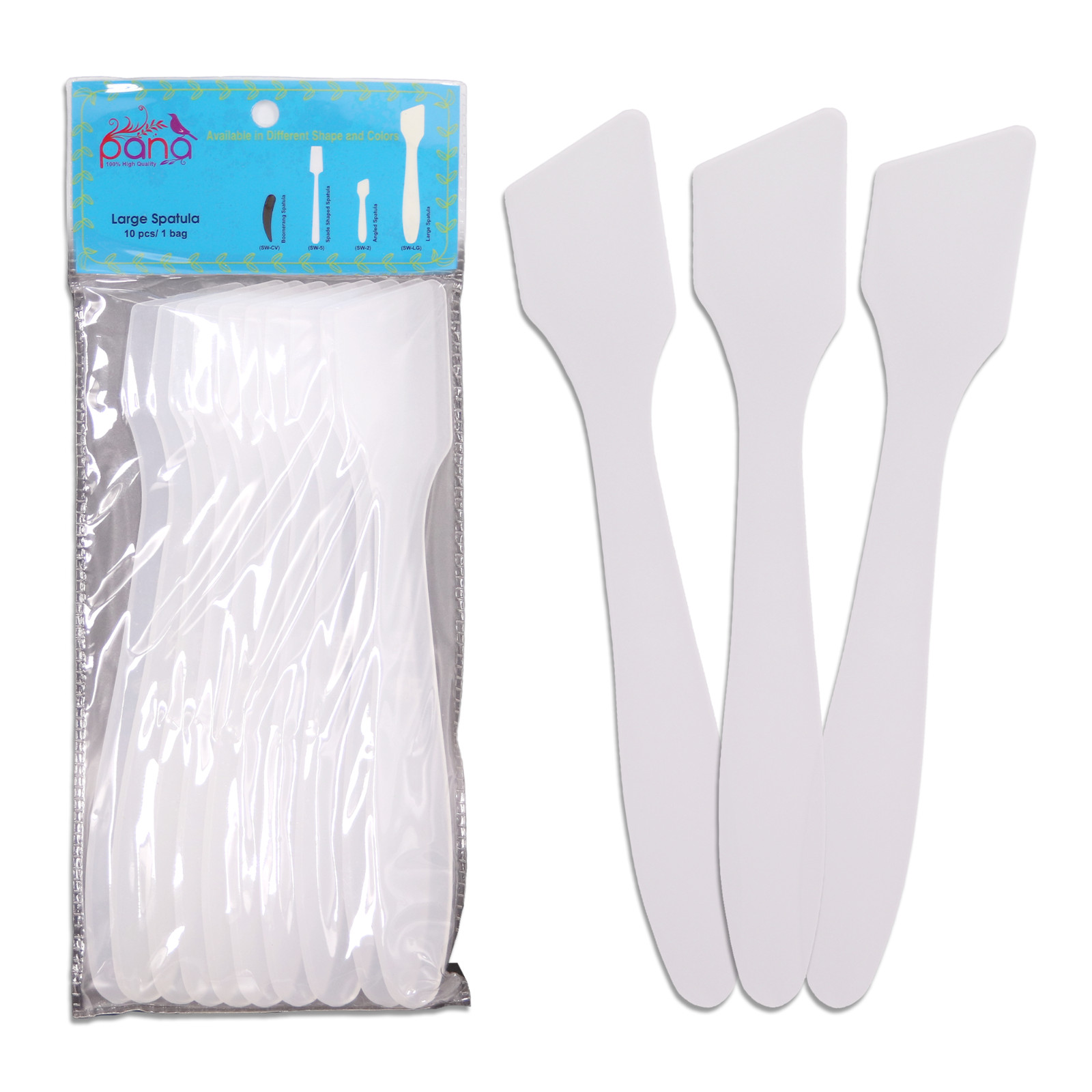 1pk Pana High Quality LARGE Angled Plastic Makeup Cosmetic Spatula Scoop - White
