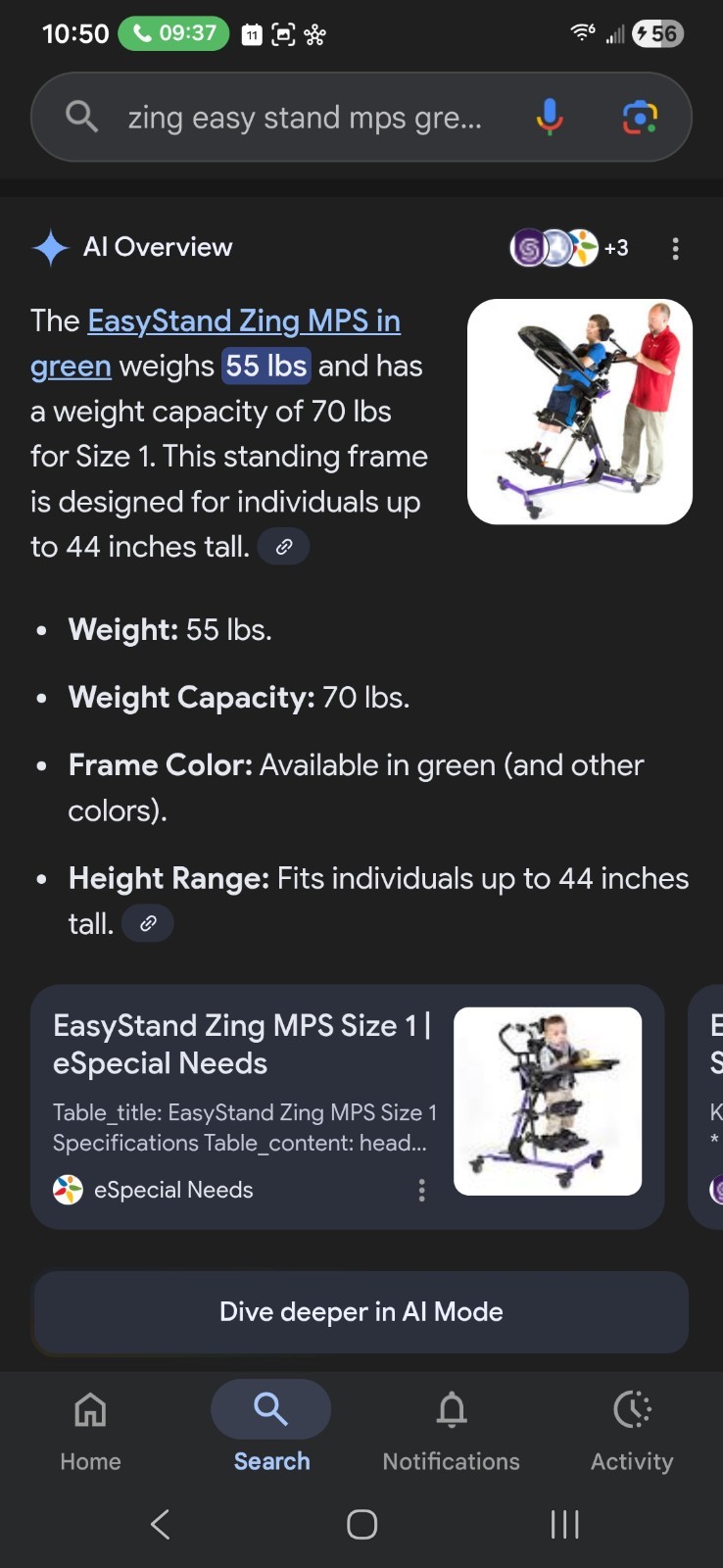 EasyStand Zing MPS Multi-Position Stander Size 1