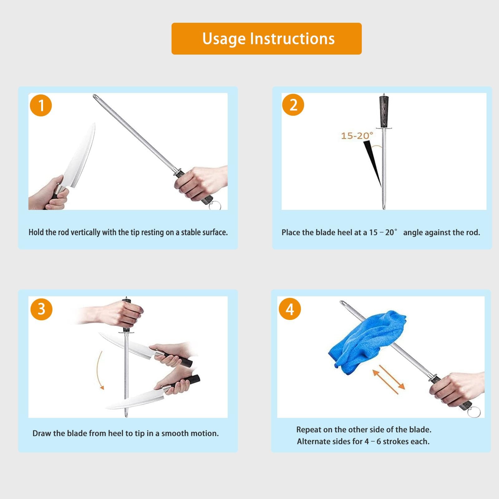 【𝐂𝐨𝐦𝐦𝐞𝐫𝐜𝐢𝐚𝐥 𝐆𝐫𝐚𝐝𝐞】Honing Rod,12" Knife Sharpener Rod Knife Sha...