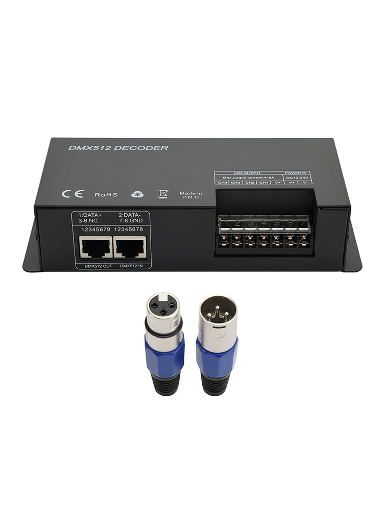 4 Channel DMX 512 Decoder RGBW PWM Dimmer Driver LED Strip Light Controller A B9