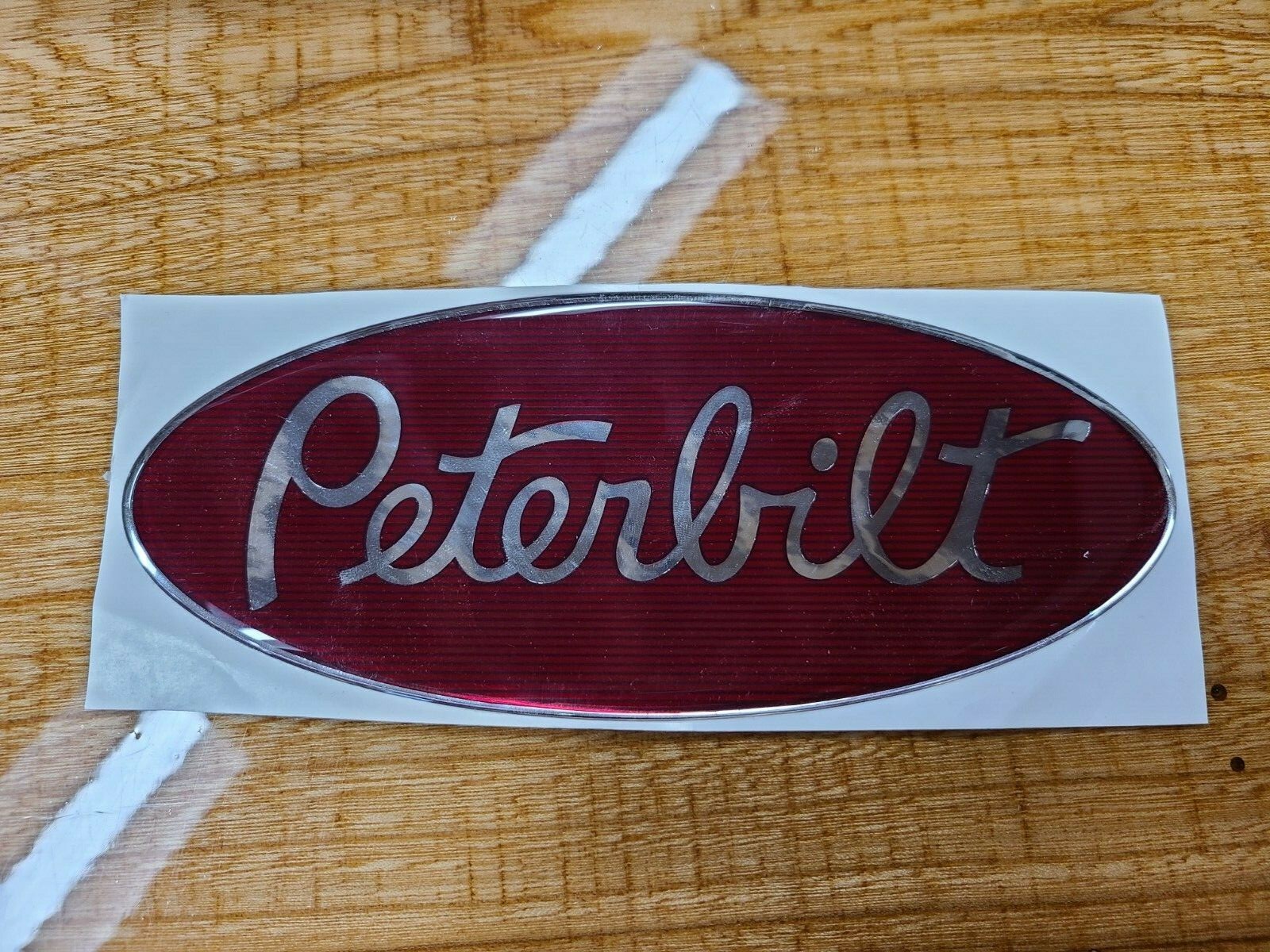 oem red/chrome replacement Peterbilt decal emblem genuine oem size & fit stick