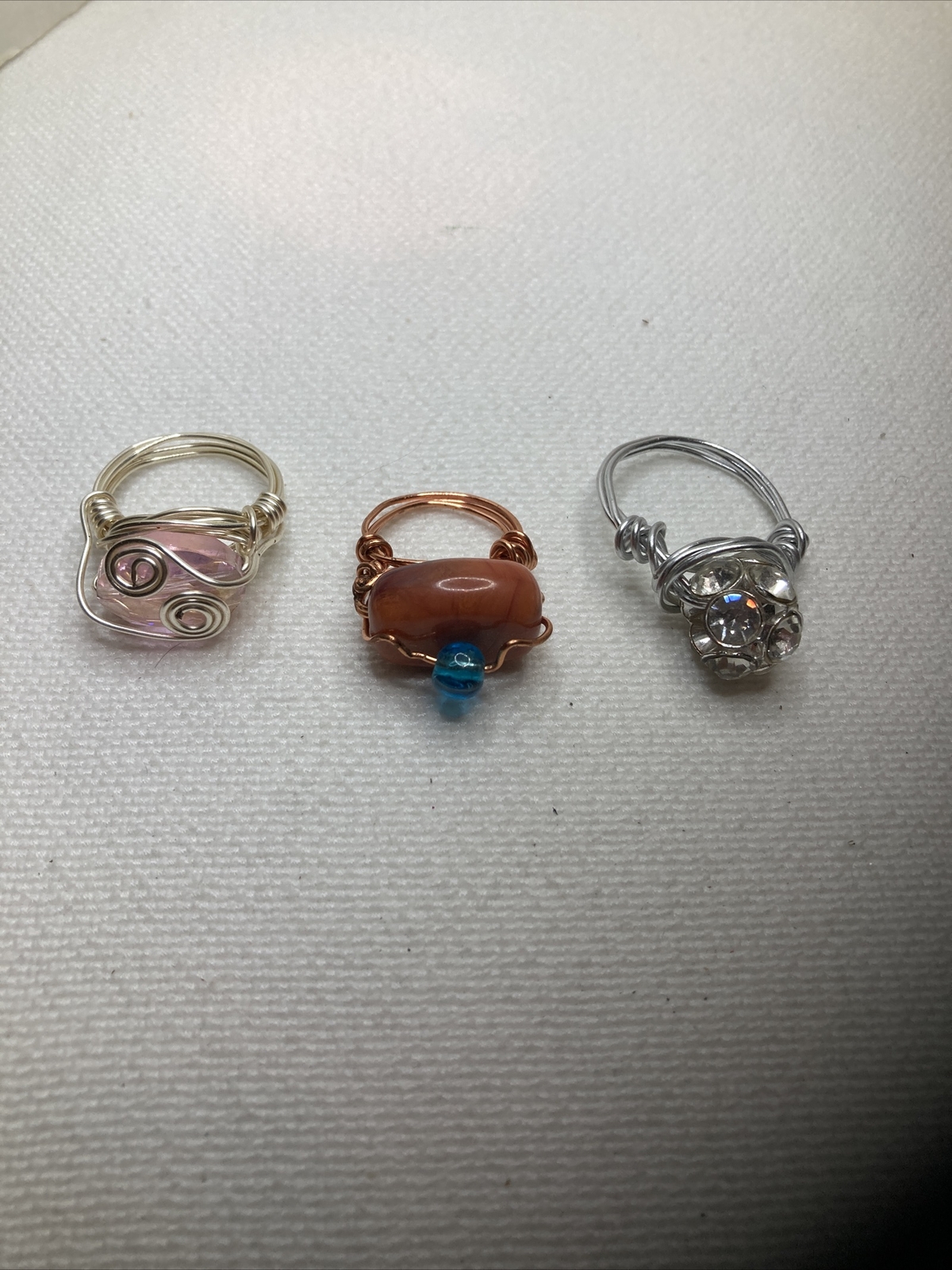 Lot of 3 Handmade Colorful Lightweight Wire Rings