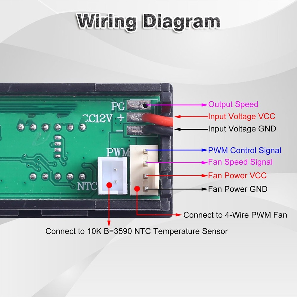 Fan Temperature Controller,DC 12V PWM 4-Wire Fan Speed Controller Module9695