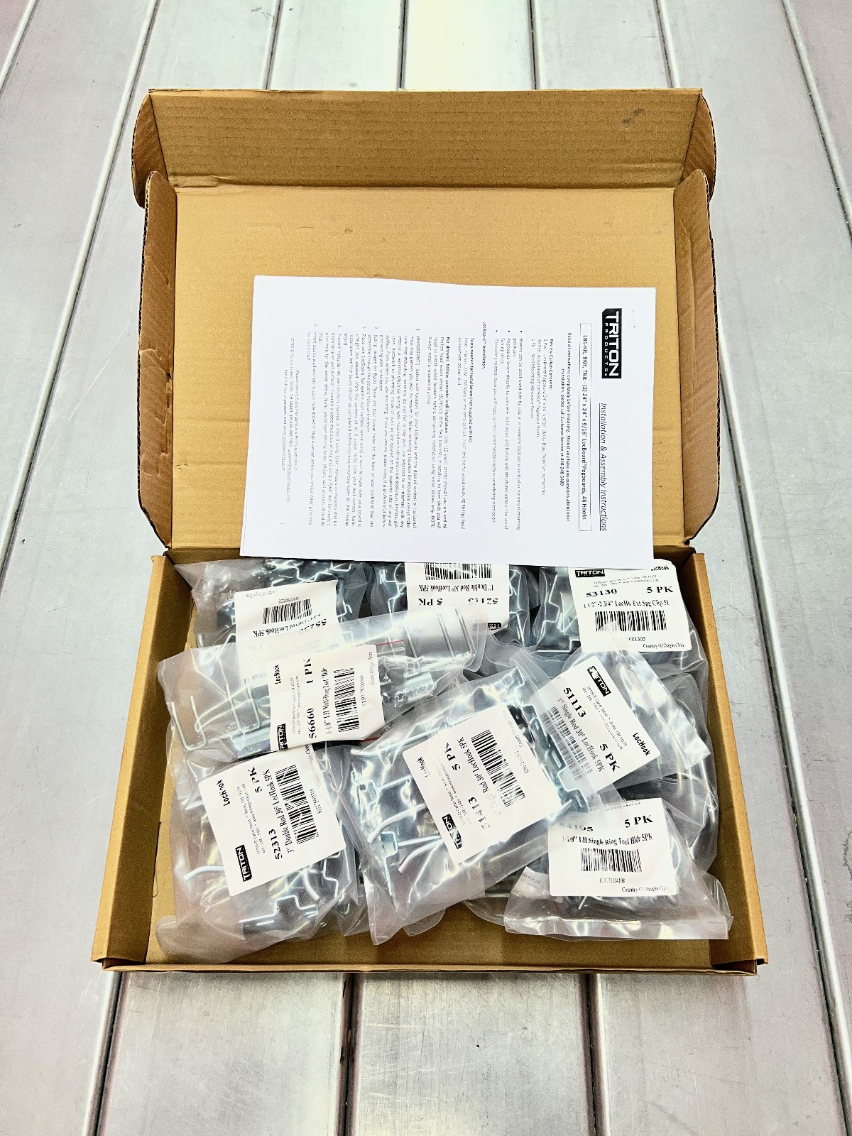 LH1-Kit | Triton Products 46 pc Steel LocHook® Hook Set for SQUARE HOLE Pegboard