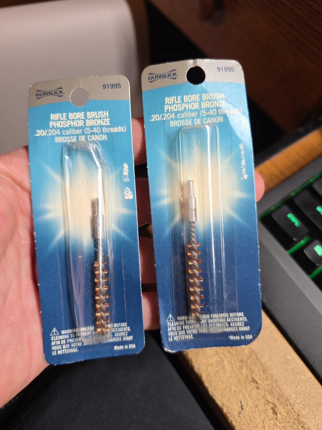 2 Gunslick Rifle Bore Brushes .20/.204 Caliber Phosphor Bronze New