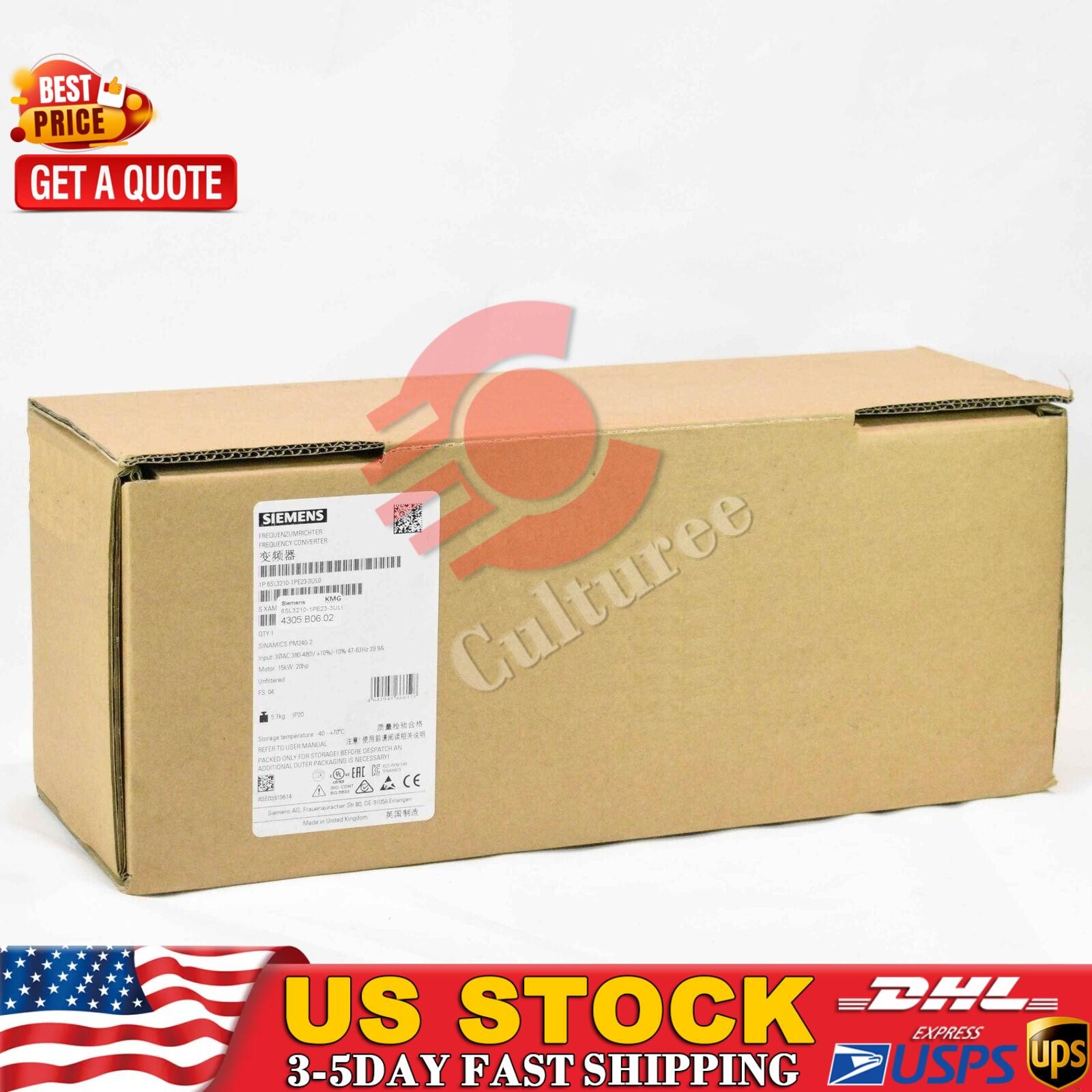 New Siemens 6SL3 210-1PE23-3UL0 6SL3210-1PE23-3UL0 SINAMICS PM240-2 Unfiltered