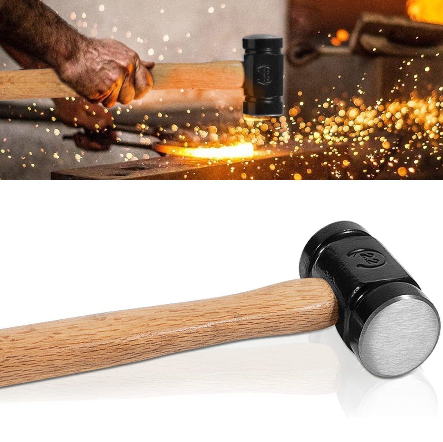 36oz 61B Rounding forge Hammer, Versatile Blacksmith Hammer