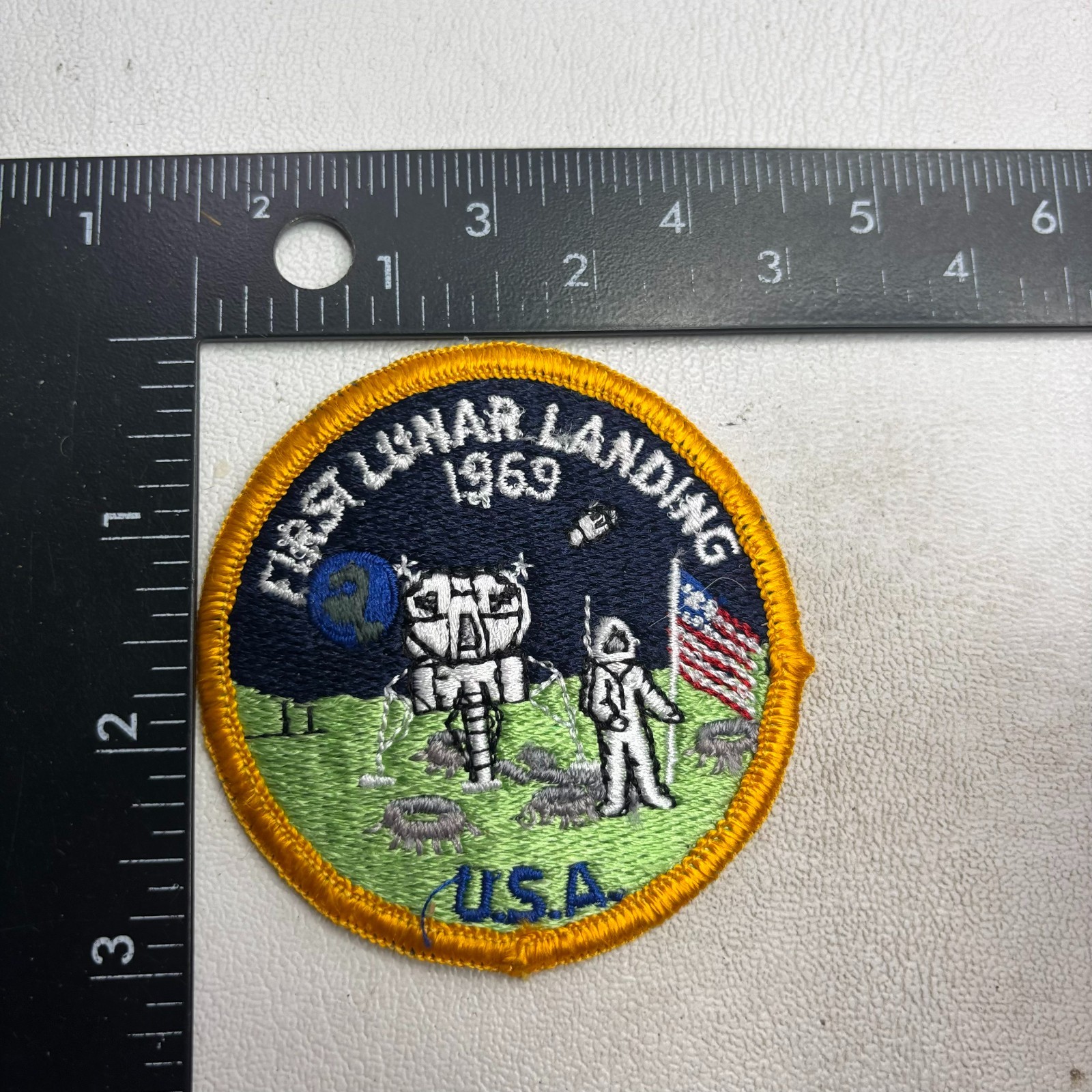 NASA Moon Lunar Mission USA Flag Astronaut FIRST LUNAR LANDING 1969 Patch 65RK