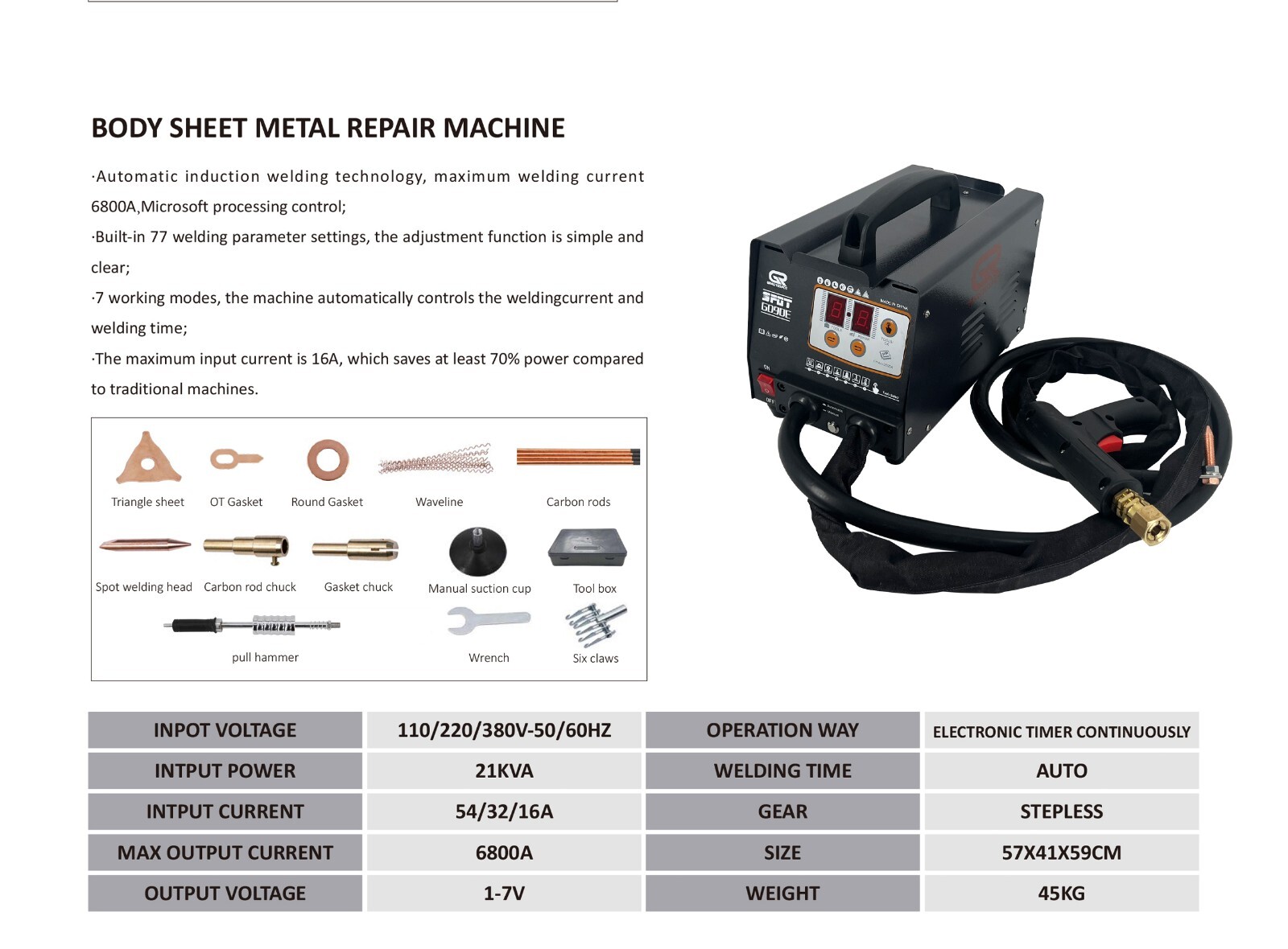 90E 3KW Panel Spot Puller Dent Repair Vehicle Multispot Dent Repair Machine