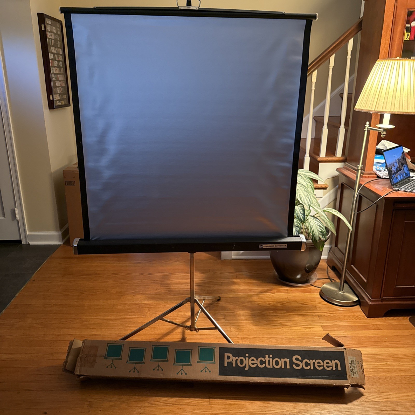 P.R.O. Lenticular Silver Surface Projection Screen 40" x 40" Wirh Tripod And Box
