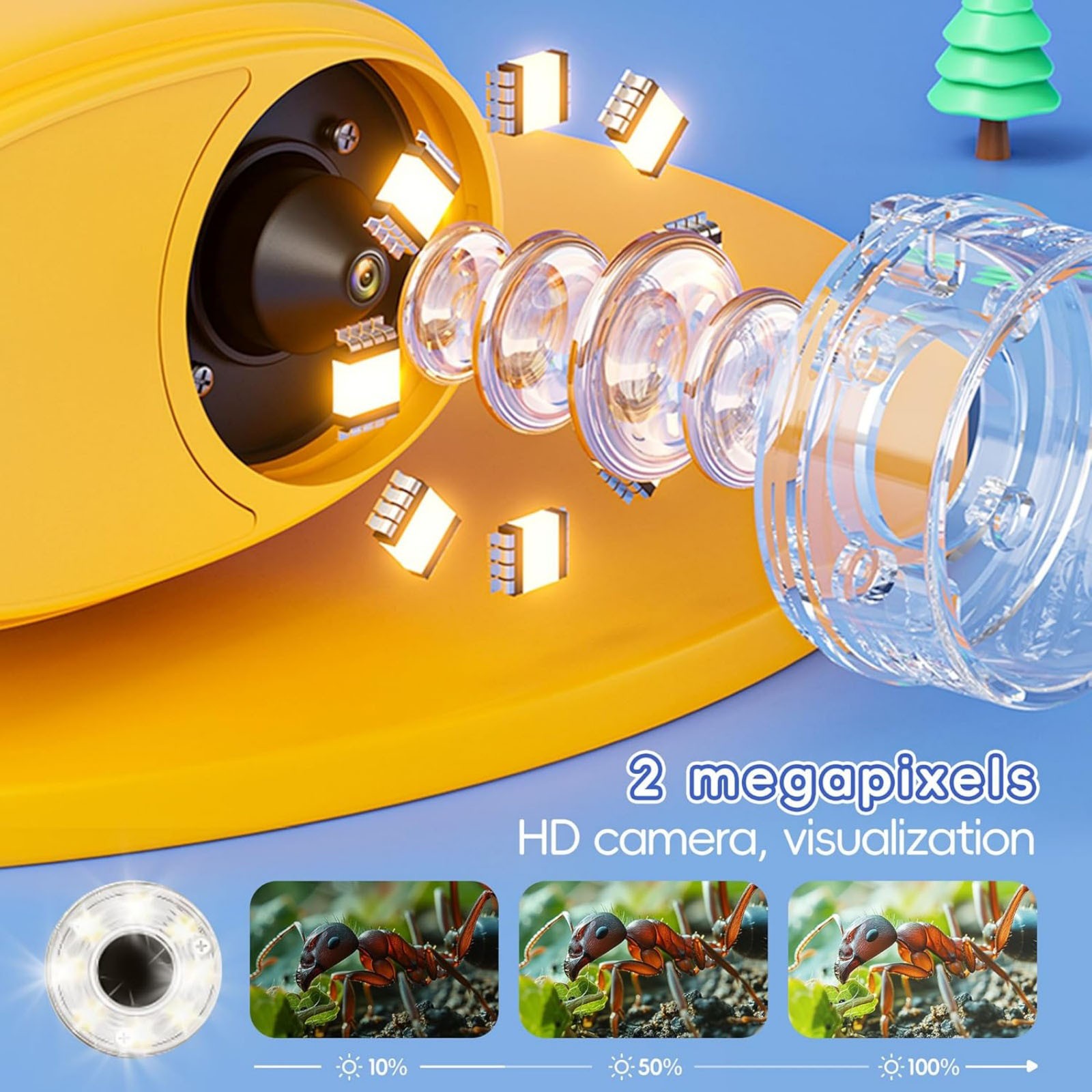 Digital Handheld Microscope 1000x Portable with 2.0 Inch Screen for Kids Science