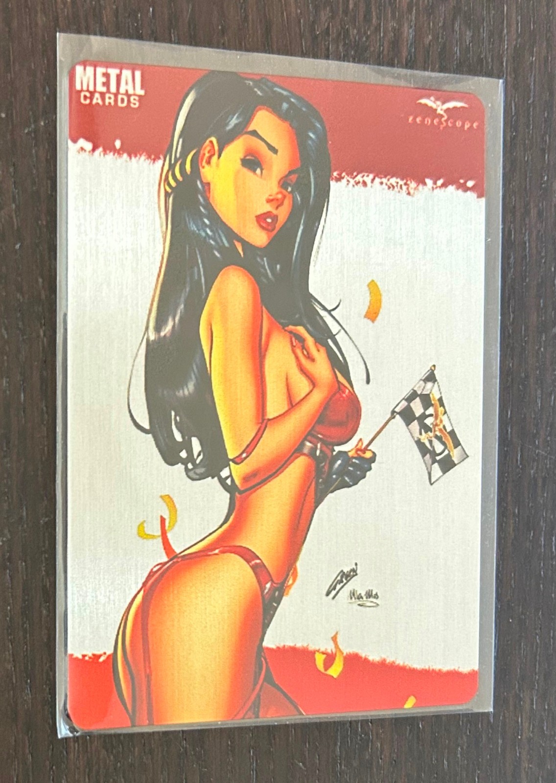 ZENESCOPE METALLIC CARD (67) -- Racecar Driver -- Bad Girl Metal Card Limited