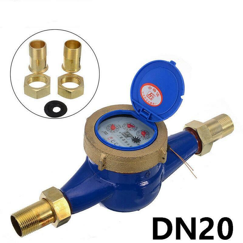 Plated Brass DN20 3/4" Water Meter F low House Garden Metering Various Connector