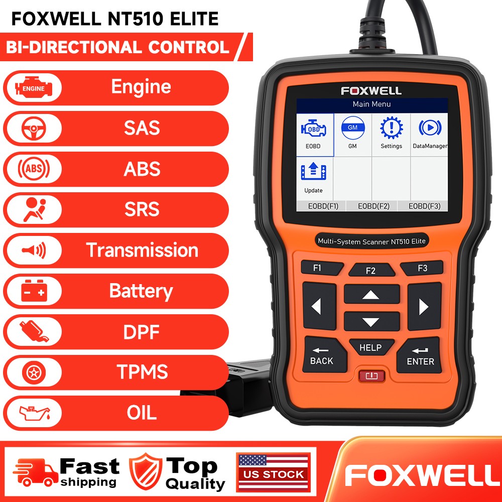 FOXWELL NT510 Elite OBD2 Scanner For BMW All System Bidirectional Oil Reset ABS