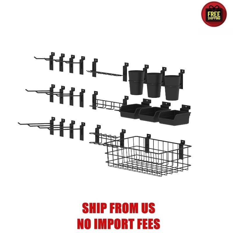 Hyper Tough 28-Piece Slatwall Accessories Organizer Kit for Garage, Workshop, an