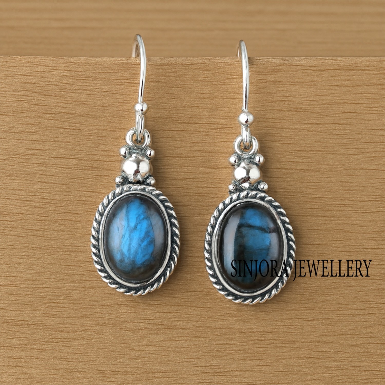 Labradorite Gemstone 925 sterling silver handmade Dangle Drop Earrings 1.75"