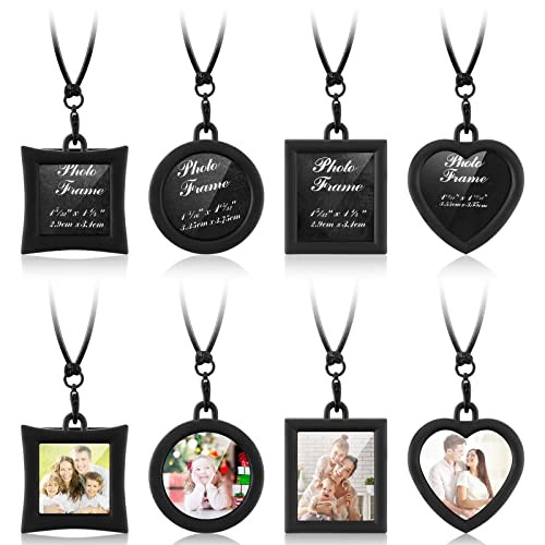4 Pcs Car Rearview Mirror Hanging Ornament Picture Photo Keychain Frame Black