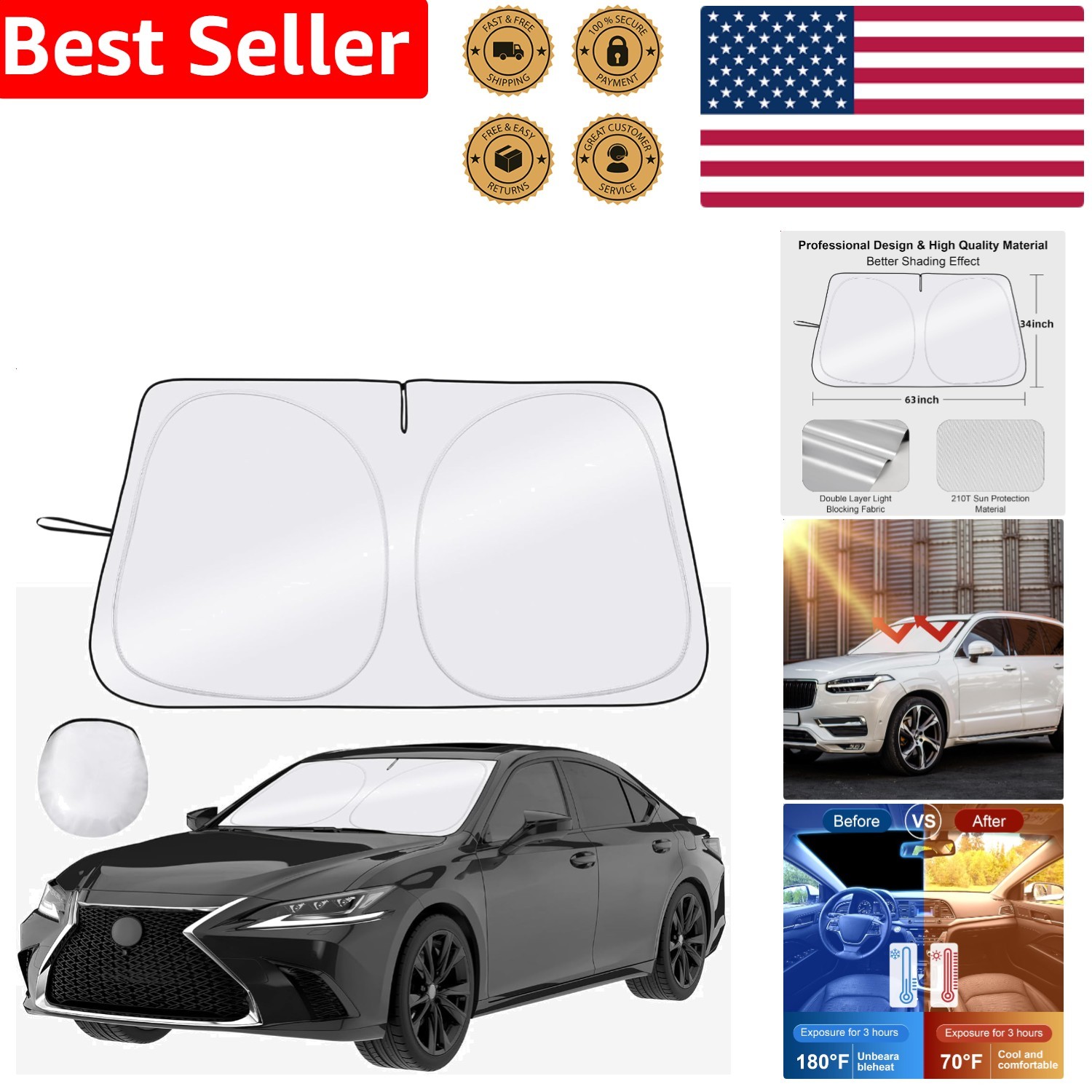 Silver  210T Reflective Interior Protector