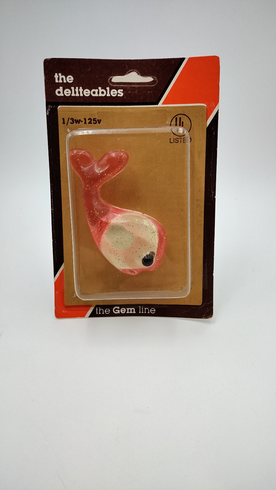 Vintage Whale night light. De-Lite-Ables. Soft neon glow. NOS Made in USA