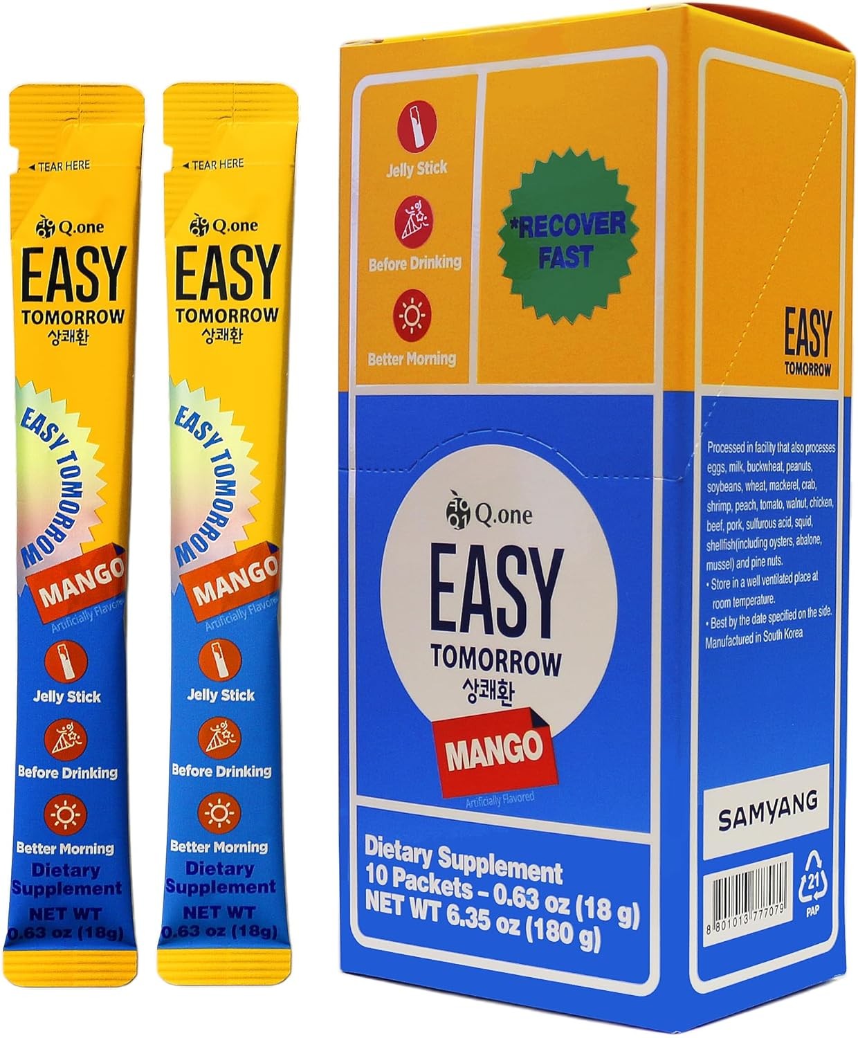 Easy Tomorrow Jelly Stick Before & After Drink, Morning Relief (10 Sticks)