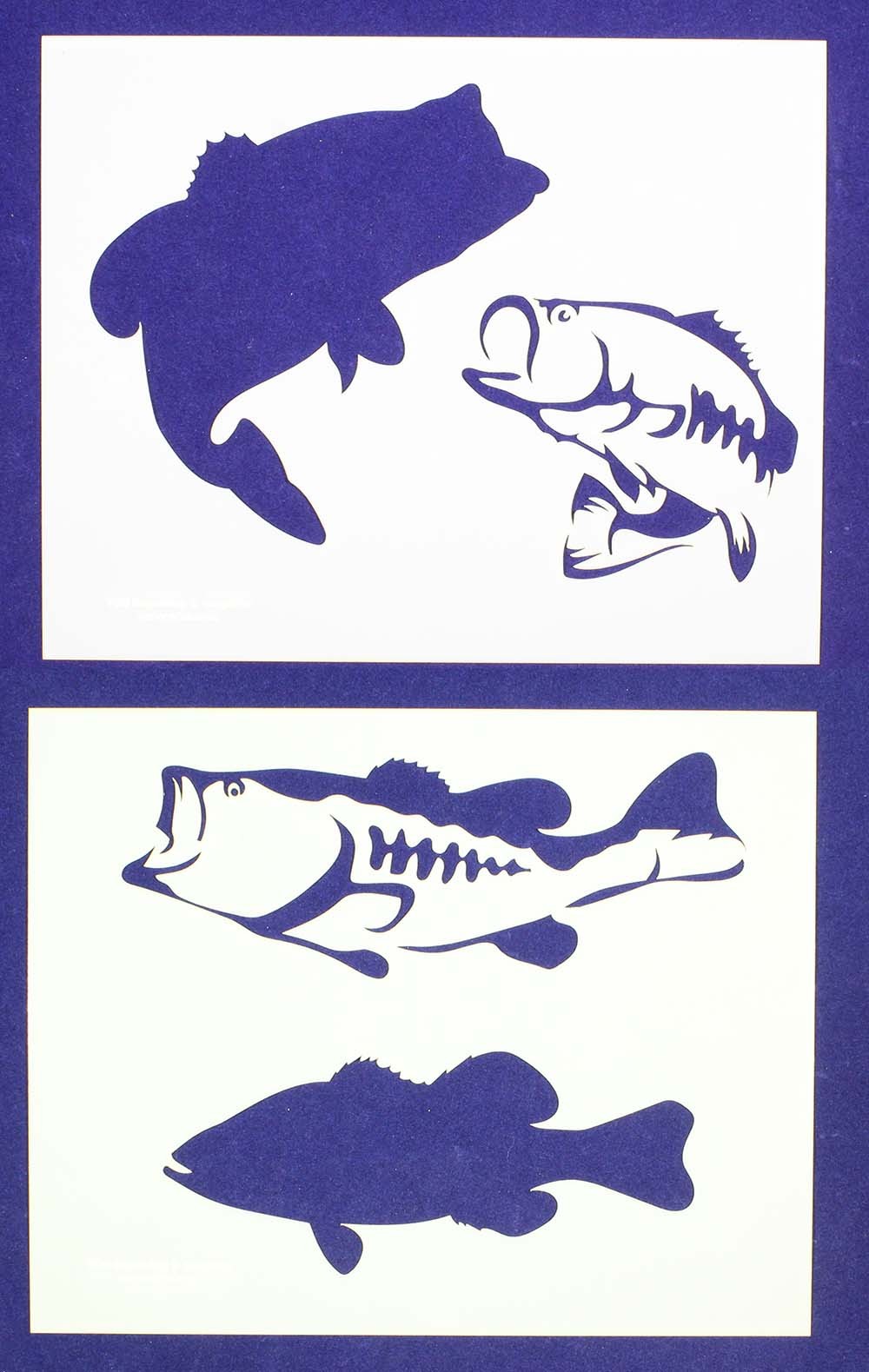 Bass (Fish) Stencils-2 pc Set-14 Mil Mylar- Painting/Crafts/Template