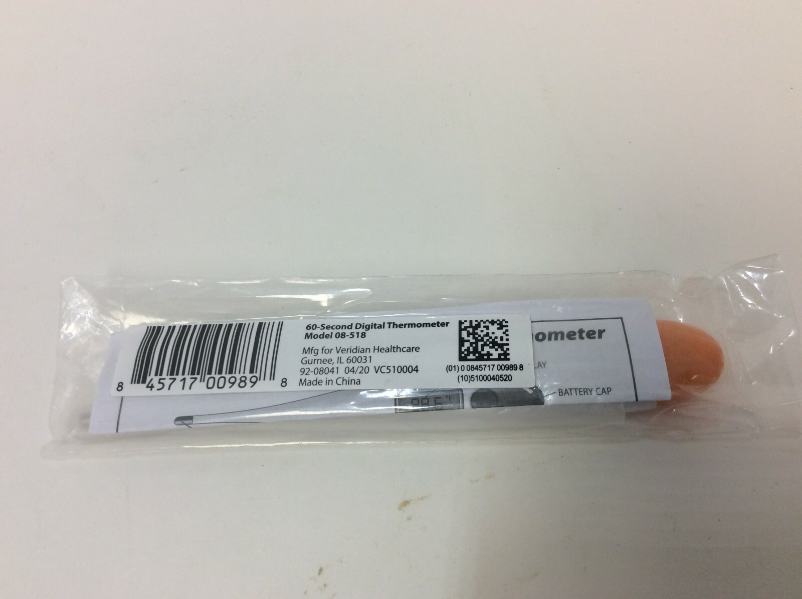 Veridian Healthcare 60-Second Digital Thermometer 08-518, F/C measurements, NEW