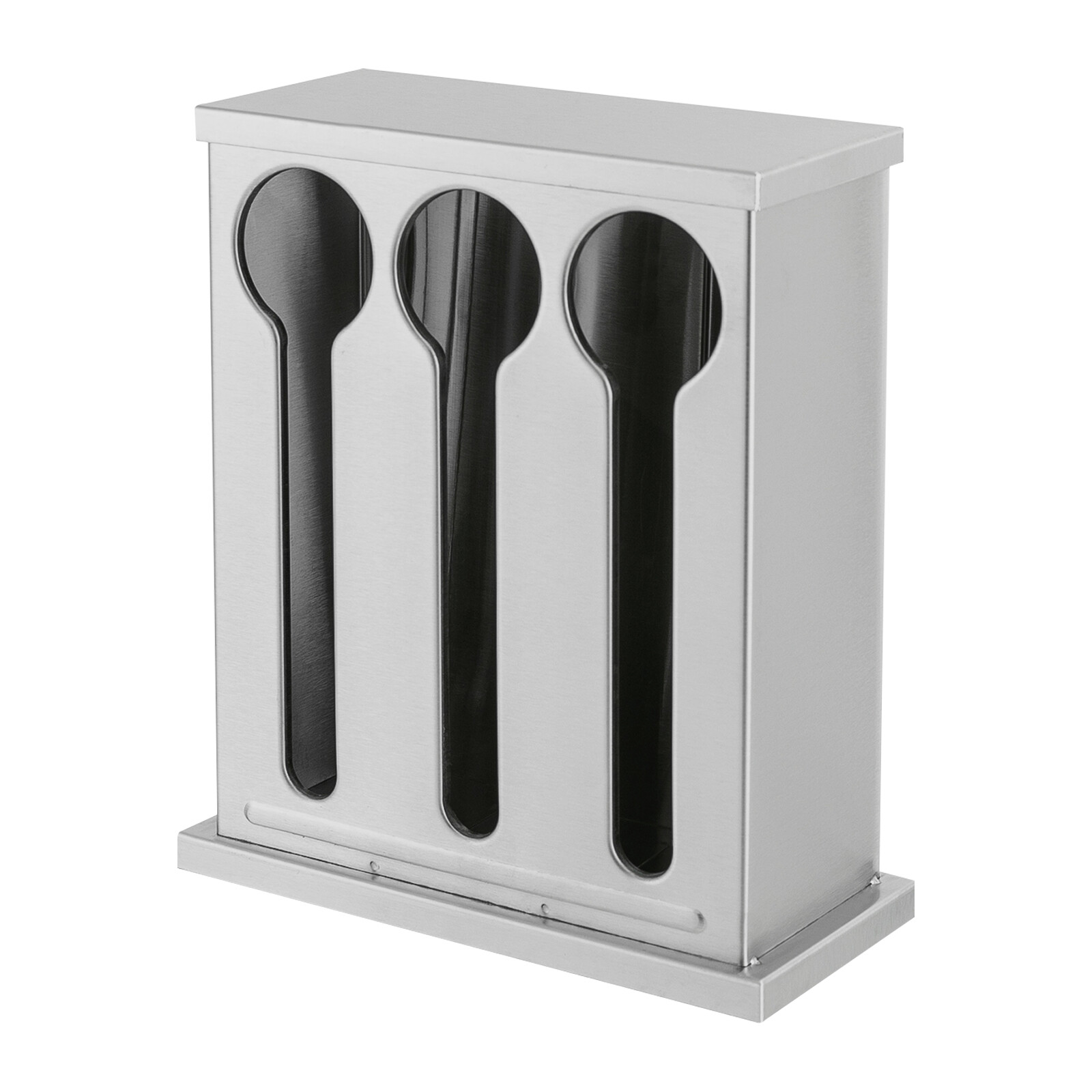 Stainless Steel 3-Compartment Utensil Dispenser for Forks and Spoons