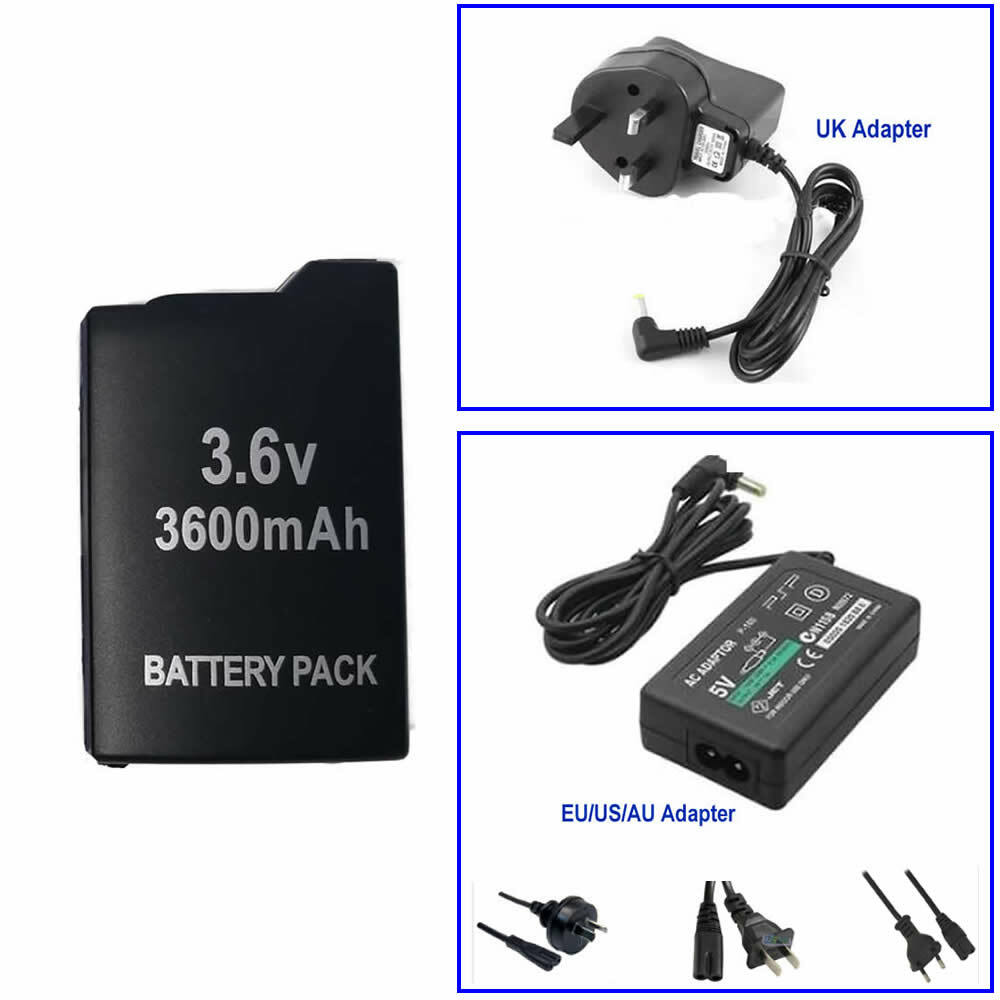 Battery for Sony PSP 1000 Fat 1003 1004 PSP1000 Or US/UK/EU/AU AC POWER ADAPTER