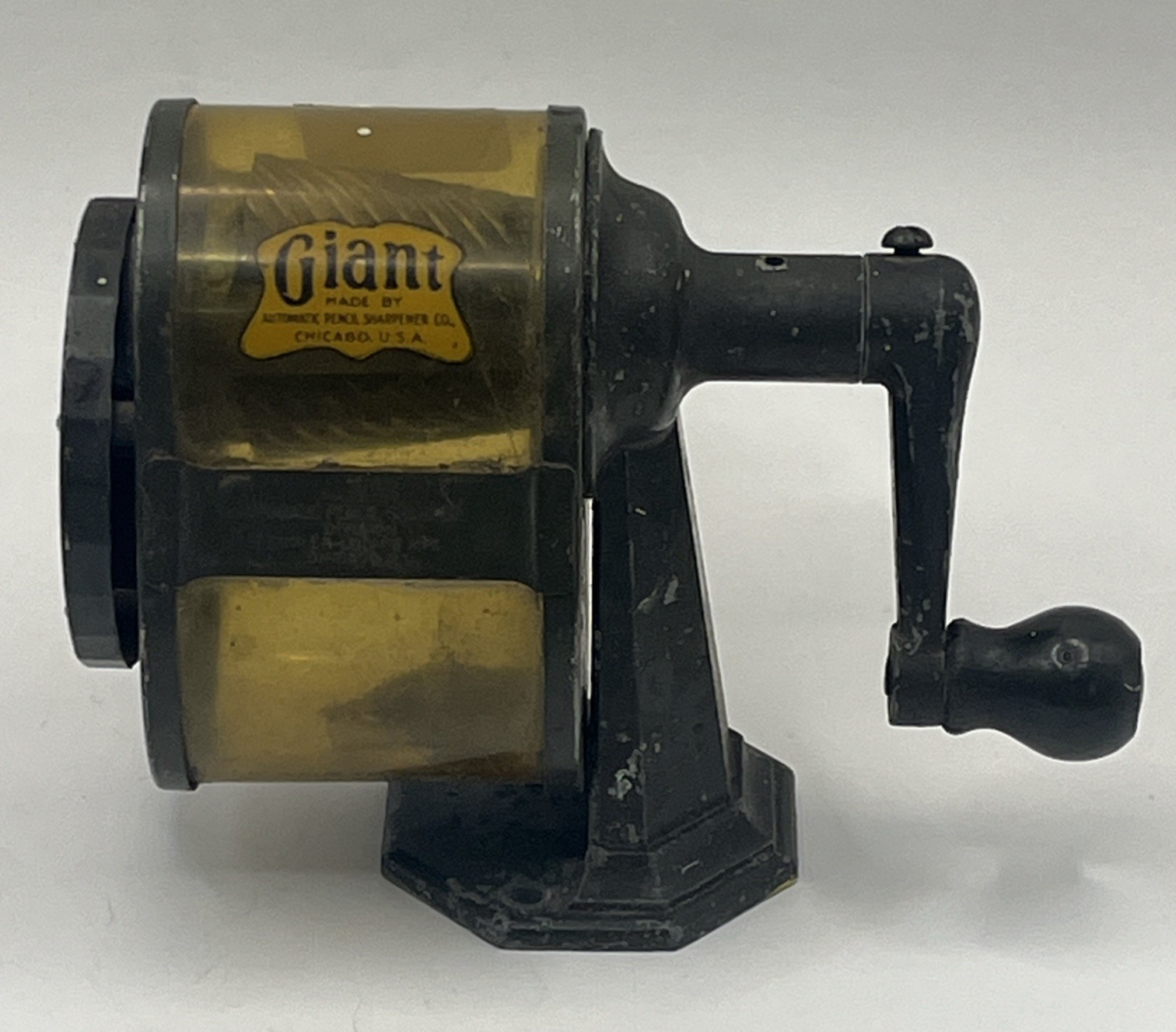 Giant Mechanical Pencil Sharpener 1920s 6 Hole Wall/Desk Mount Black Free Ship!