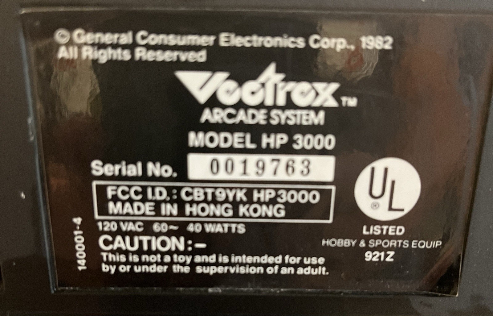 Vectrex Arcade System HP 3000 Mine Storm Original 1982 Tabletop Video Game